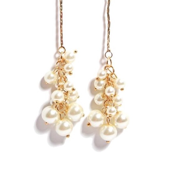 Pearl Cluster Drop Earrings - Picture 1 of 4